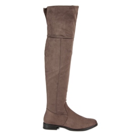 Super Me Botas acima do joelho com salto plano castanho