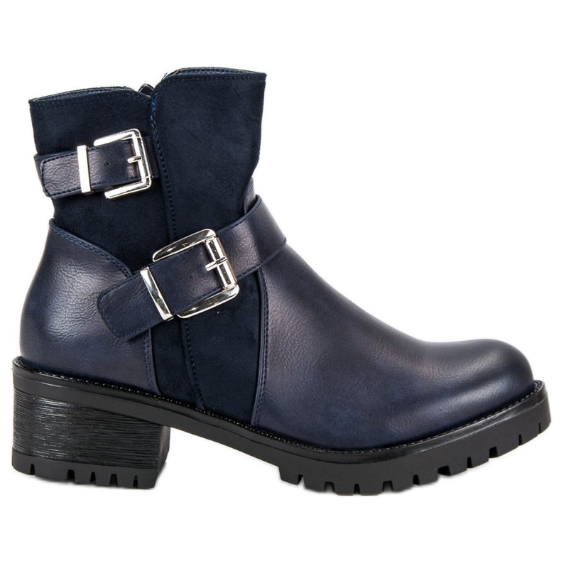 Ideal Shoes Botas Azul Marinho na Plataforma