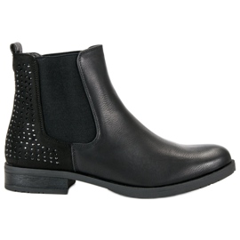 Super Me Botas Chelsea com cristais preto