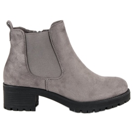 Ideal Shoes Botas cinza Chelsea com salto plano