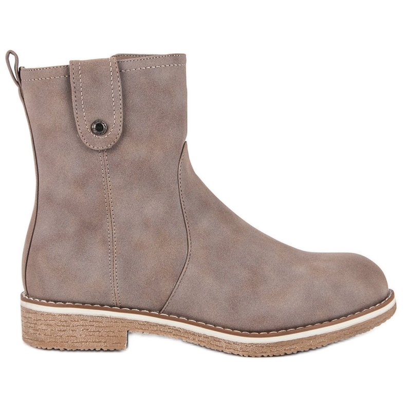 Super Me Botas confortáveis ​​com salto plano castanho
