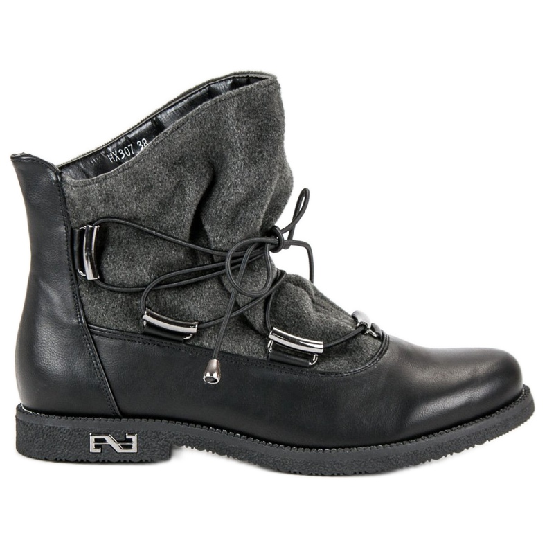 Botas pretas de salto plano preto