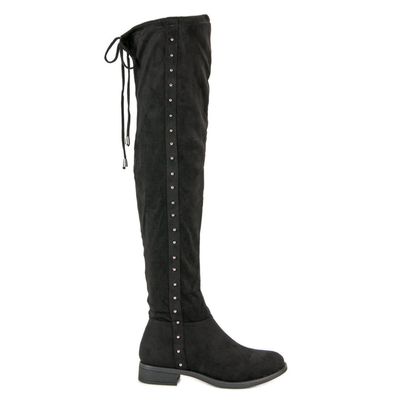 SDS Botas de cano alto com strass preto