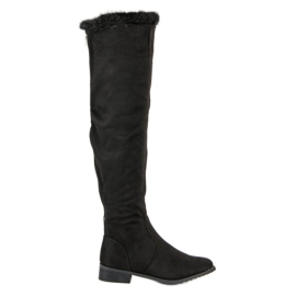 Cm Paris Botas acima do joelho com pele preto