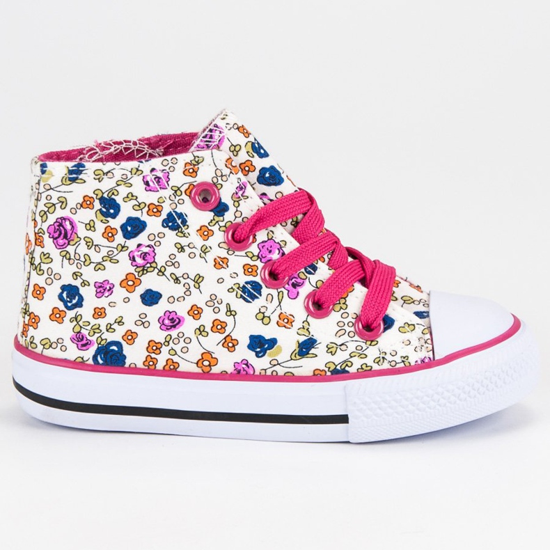 Sapatilhas altas com flores multicolorido