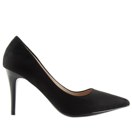 Bombas em um salto agulha preto B-79 preto de camurça Bombas em um salto agulha preto B-79 preto de camurça