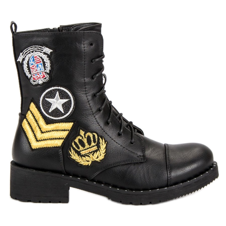 Diamantique Botas militares pretas preto