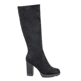 Super Mode Botas com plataforma de camurça preto