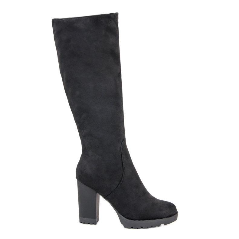 Super Mode Botas com plataforma de camurça preto