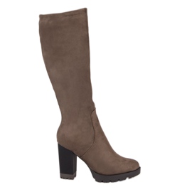 Super Mode Botas com plataforma de camurça castanho
