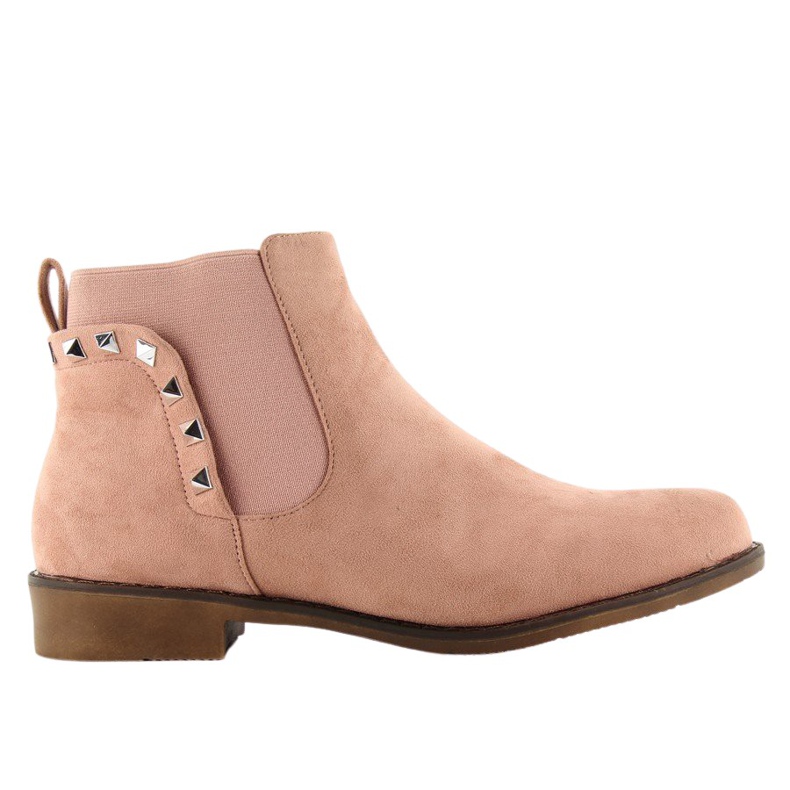 Botas de camurça Chelsea com tachas rosa F175