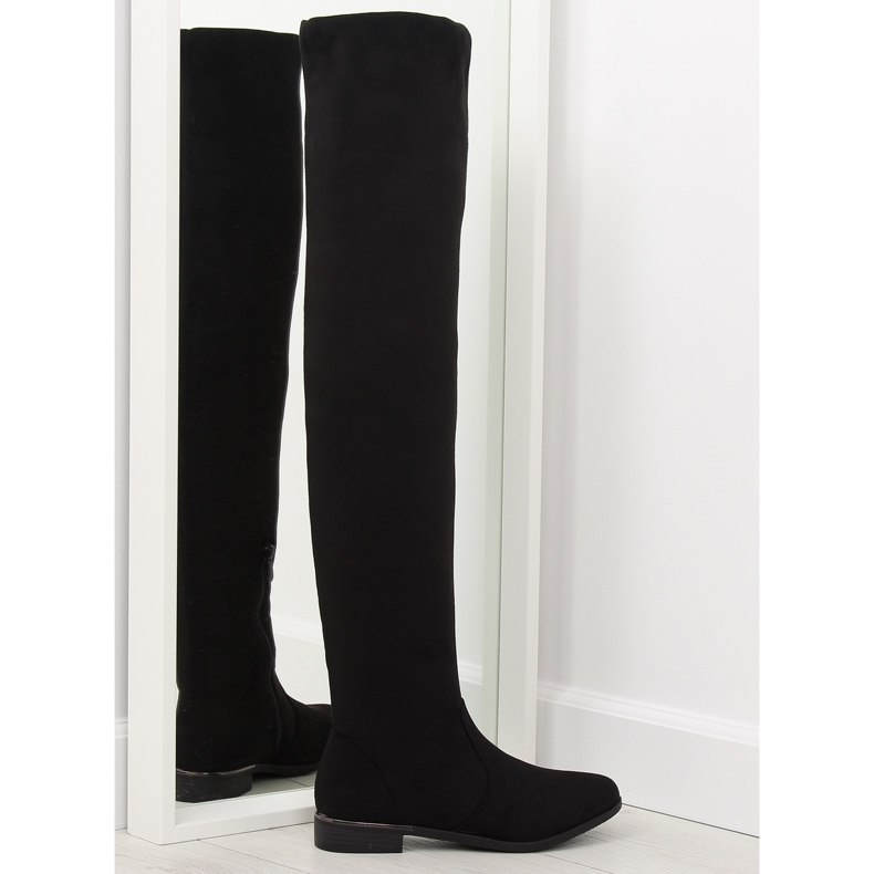 Botas femininas negras na coxa 7570-PG pretas preto