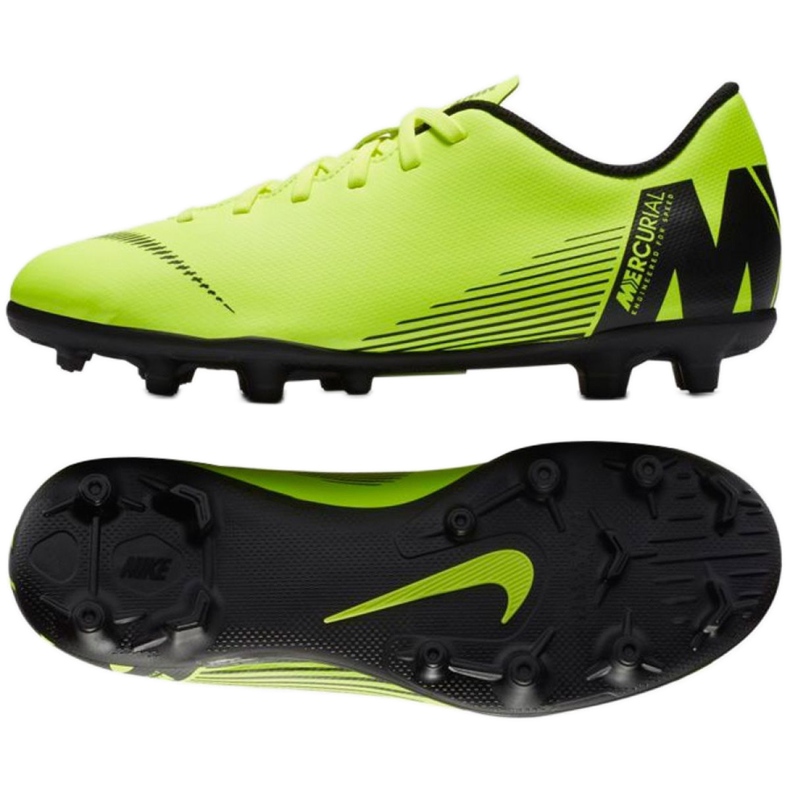 Chuteiras Nike Mercurial Vapor 12 Club Mg Jr AH7350-701 multicolorido verde Chuteiras Nike Mercurial Vapor 12 Club Mg Jr AH7350-701 multicolorido verde