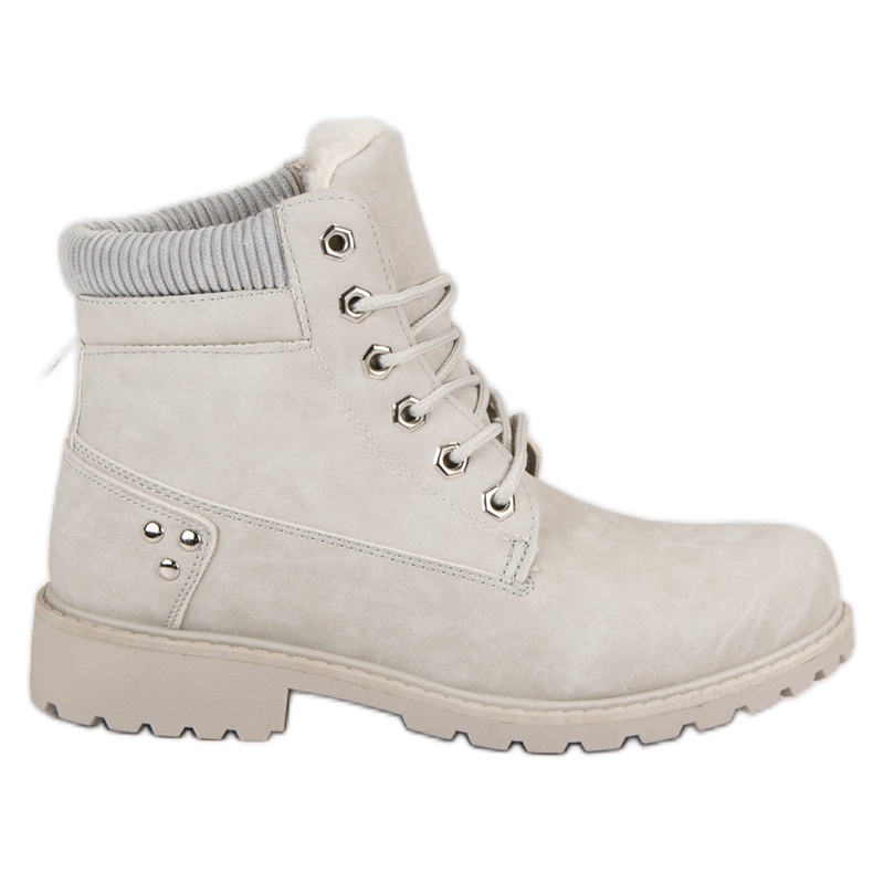 Botas de caminhada cinzentas e isoladas cinza