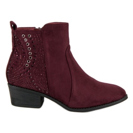 Nio Nio Botas cor de vinho com cristais vermelho