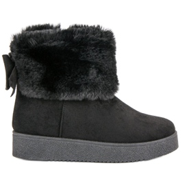 Botas de neve com pele preto Botas de neve com pele preto