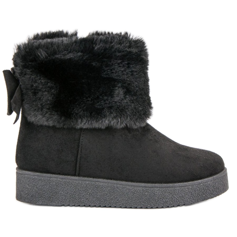 Botas de neve com pele preto Botas de neve com pele preto