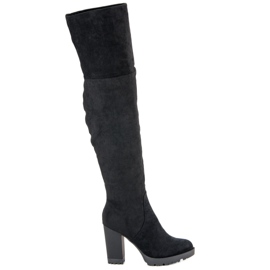 Super Mode Botas plataforma de camurça preto