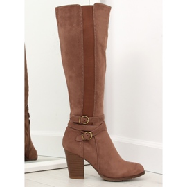 Sapatos de salto alto castanho 103-GG cáqui II-GAT marrom