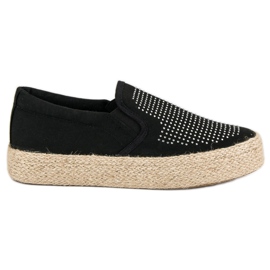J. Star Slipons com cristais preto