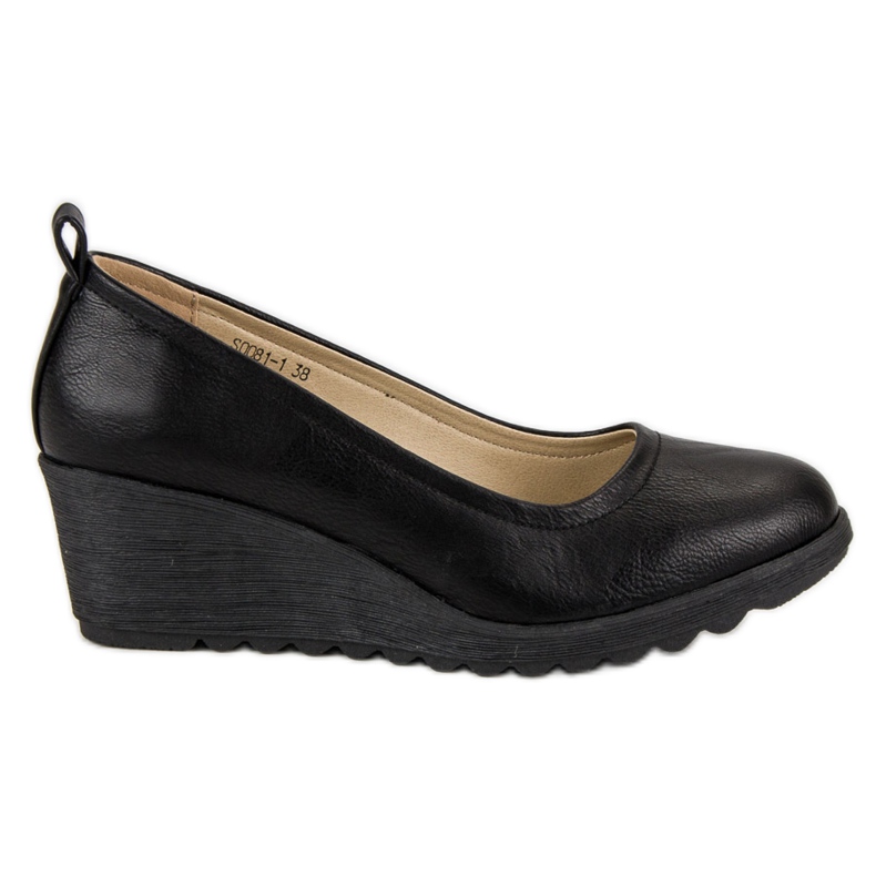 J. Star Bombas de cunha preta preto