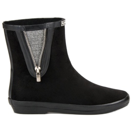 Kylie Galochas de camurça com zíper decorativo preto