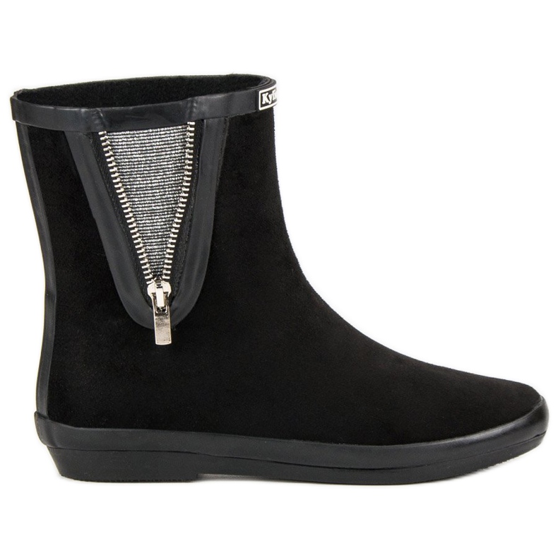 Kylie Galochas de camurça com zíper decorativo preto