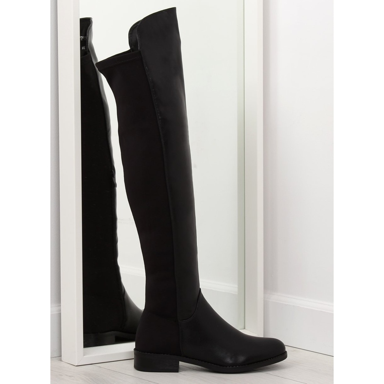 Botas acima do joelho com parte superior flexível preta NC720 preta preto Botas acima do joelho com parte superior flexível preta NC720 preta preto