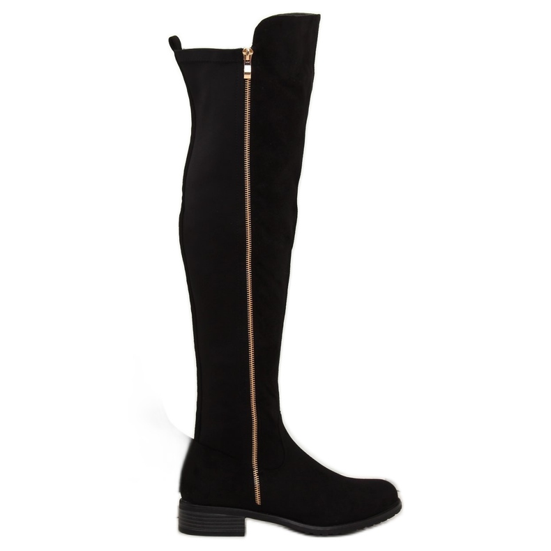 Botas acima do joelho com parte superior flexível preta DA01P preta preto