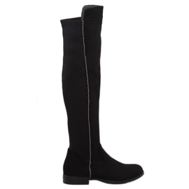 Botas acima do joelho com parte superior flexível preta 168-188 preta preto