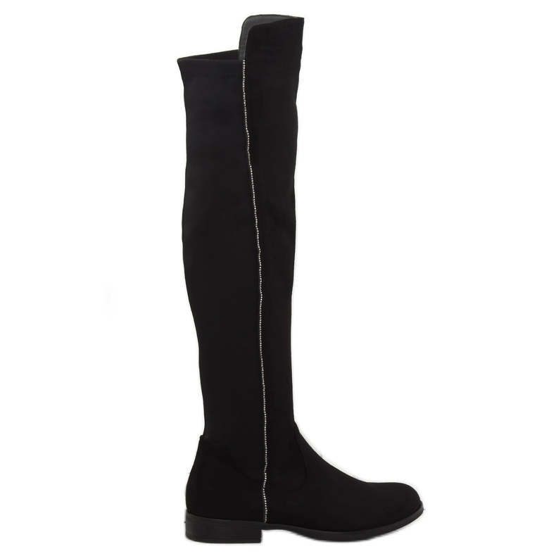 Botas acima do joelho com parte superior flexível preta 168-188 preta preto
