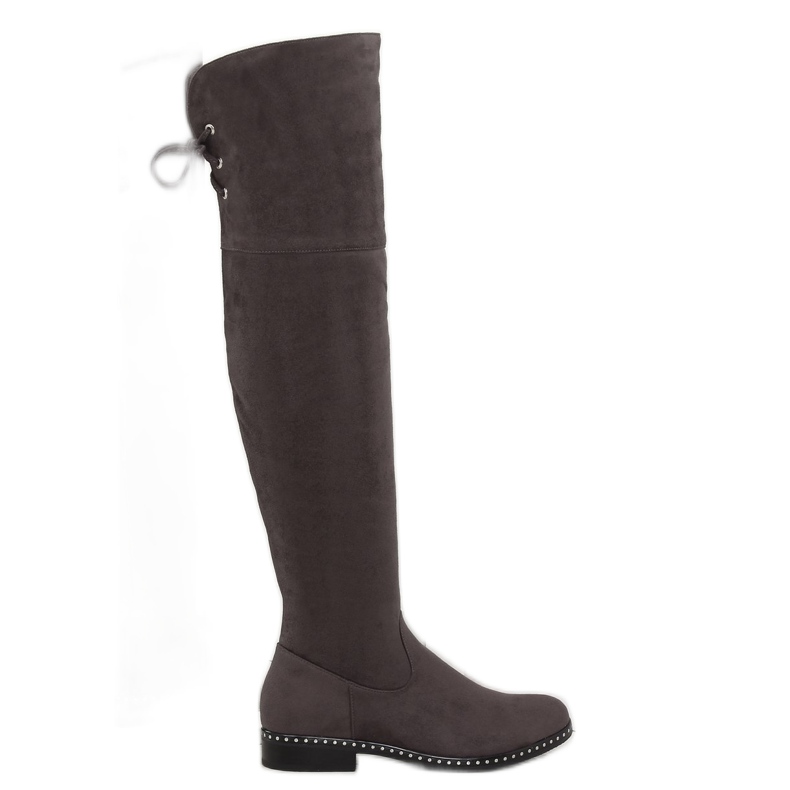 Botas acima do joelho para mulheres 7538-PG Gray cinza