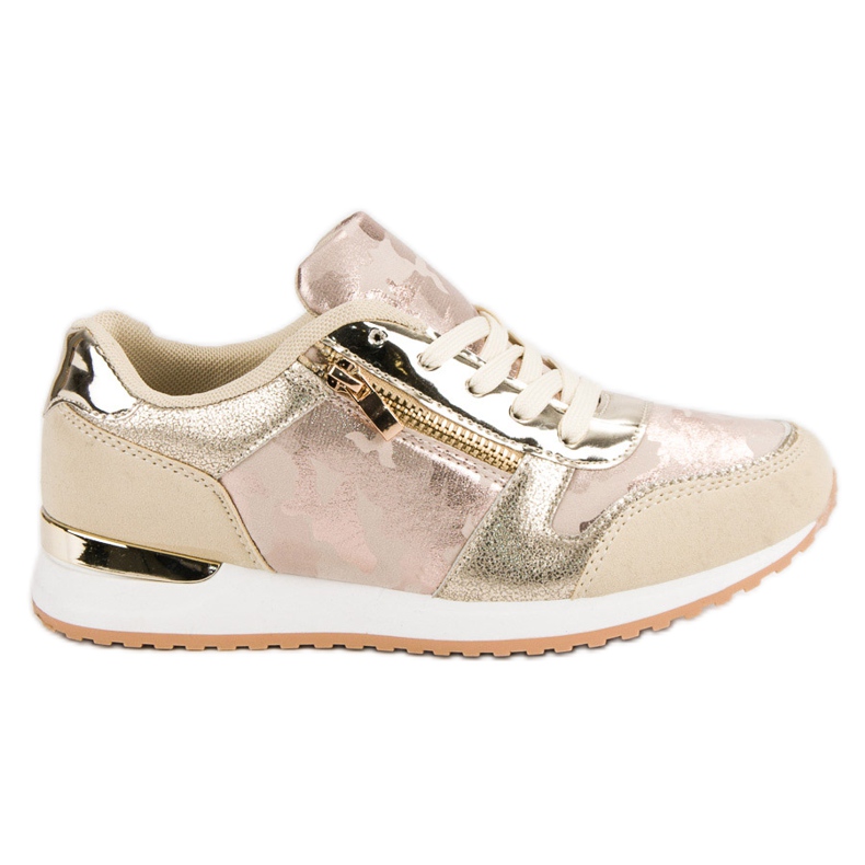 Sapatos esportivos com zíper decorativo amarelo rosa