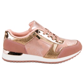 Sapatos esportivos com zíper decorativo amarelo rosa