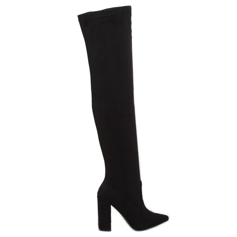 Botas pretas SY47 pretas de salto alto preto
