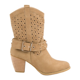 Mazzoni Openwork Booties On The Post castanho