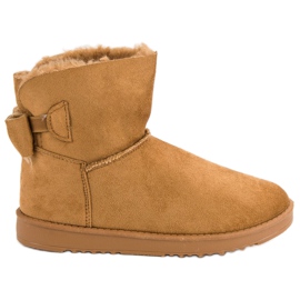 Camel Mukluki com um arco marrom