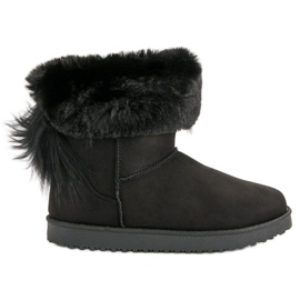 Botas de neve pretas com pele preto