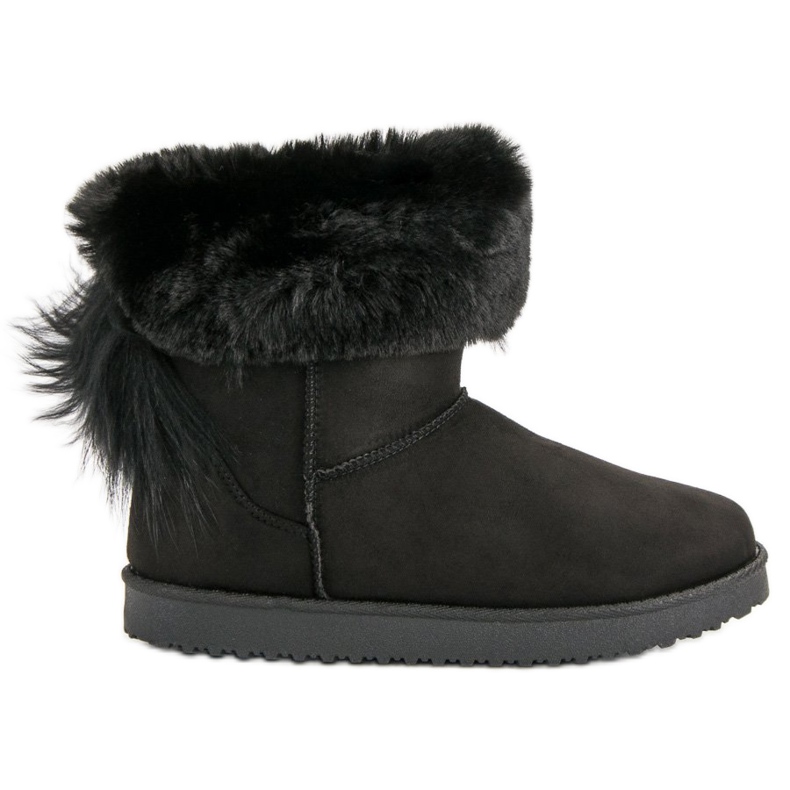 Botas de neve pretas com pele preto