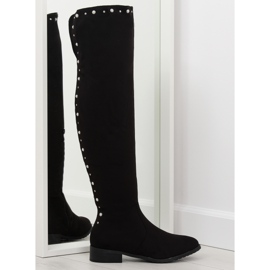 Botas de cano alto com pérolas negras 688 II-GAT preto