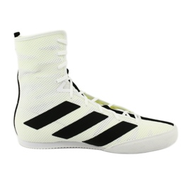 Sapatos de boxe Adidas Box Hog 3 brancos preto amarelo Sapatos de boxe Adidas Box Hog 3 brancos preto amarelo