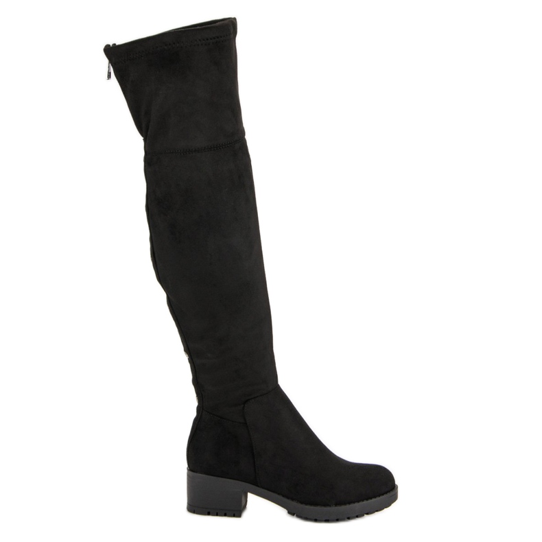 Super Me Botas de coxa na plataforma preto