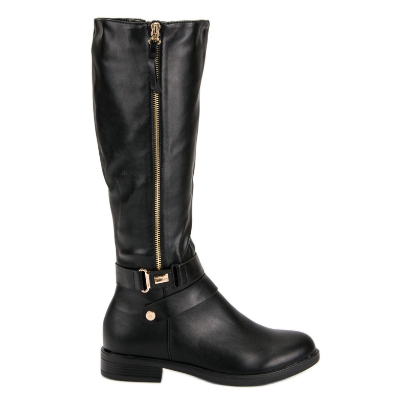 Super Me Botas pretas com zíper preto Super Me Botas pretas com zíper preto