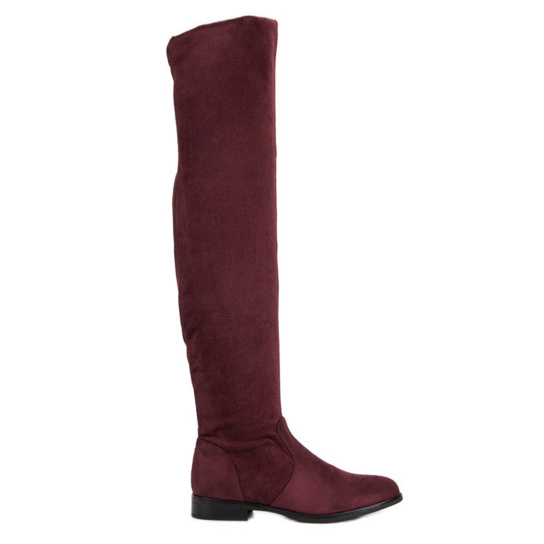 Super Me Botas acima do joelho com salto plano vermelho Super Me Botas acima do joelho com salto plano vermelho