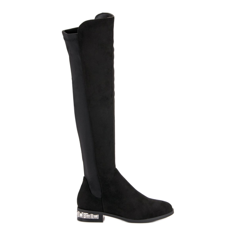 Super Me Botas de salto plano preto