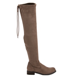 Super Me Botas na moda sobre os joelhos marrom