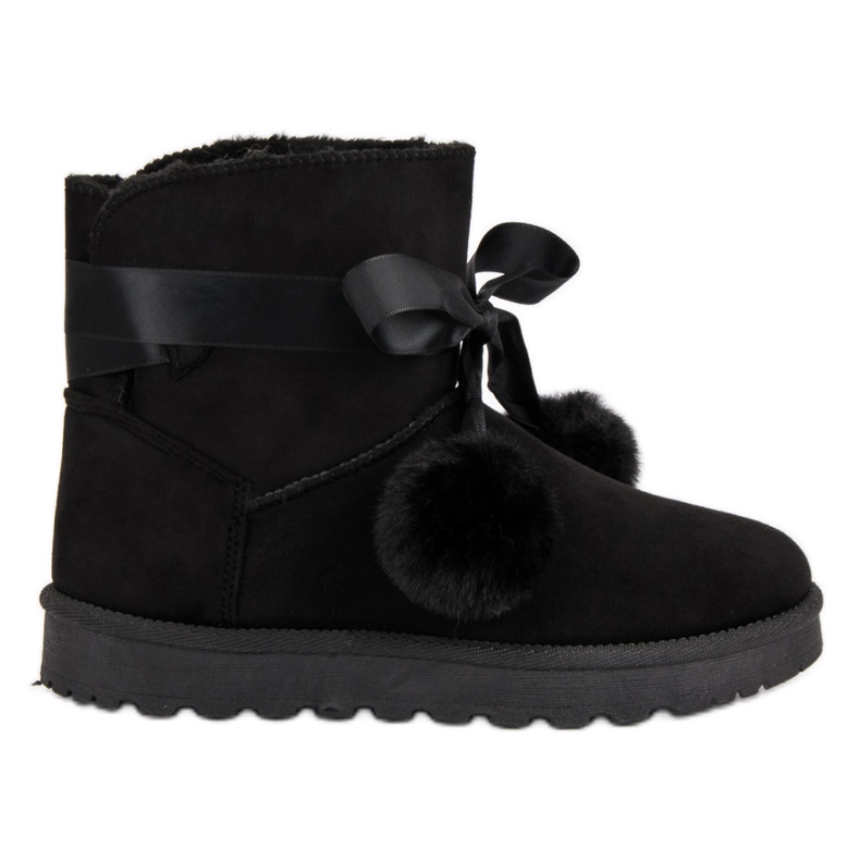 Mukluki preto com pompons Mukluki preto com pompons