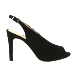 Edeo Sandálias de camurça com salto alto preto