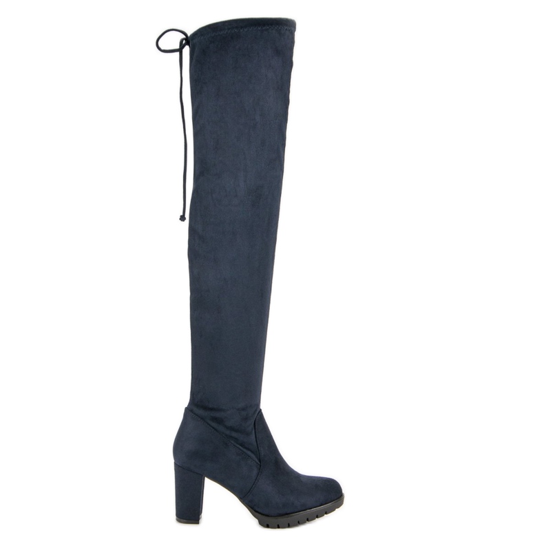 SDS Botas de camurça na coxa na plataforma azul