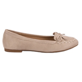 Small Swan Mocassins bege claro com laço